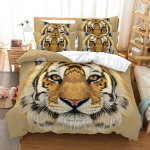 3D Tiger voodipesukomplekt Fierce Beast suletekikott, 2/3 osa poiste, teismeliste tekikate Luksuslik kiiresti kuivav voodikate DE 100x135cm