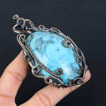 Natural Turquoise Gemstone Handmade Copper Wire Wrap Pendant 4.13 j6t67