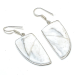 Natural Howlite Jasper Gemstone Handmade 925 Sterling Silver Earring 1.97 y5s56