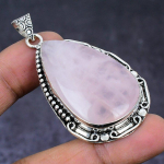 Natural Rose Quartz Gemstone 925 Steling Silver Jewelry Pendant 2.25 l6f64