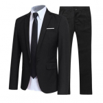 1 komplekt meeste jakkp&uuml;ksid, &uuml;hev&auml;rvilised voodipesu kraega Slim Fit &auml;ri&uuml;likonna komplekt, suures suuruses peigmehe bleiserp&uuml;ksid pulmakontorisse L must