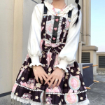 Kawaii Suspender Kleit Harajuku Jaapani pastell-gooti mustriga kleit Kommide printiga Pig Print Armas Lolita Kleit Suvine Kleit DDLG Stars Tumblr Kingitus XL must