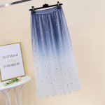 Suvised litrid seelikud Naiste pika v&otilde;rguga t&uuml;llseelik Naiste elastne k&otilde;rge v&ouml;&ouml;kohaga Star Bling Bling Party plisseeritud seelikud L sinine