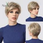 ALAN EATON Heleblondid, l&uuml;hikesed p&auml;kapikul&otilde;ikega parukad naiste naturaalsed s&uuml;nteetilised juuksed koos tukkidega naistele igap&auml;evaseks peol&ouml;&ouml;ks