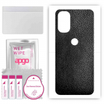 apgo Protective Skin Sticker for the back compatible with Motorola Moto G31, Wrap Film, Foil, Vinyl - Pattern Black Leather