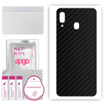 apgo Protective Skin Sticker for the back compatible with Samsung Galaxy A30, Wrap Film, Foil, Vinyl - Pattern Carbon Black