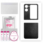 apgo Protective Skin Sticker for the back compatible with Oppo Find N2 Flip, Wrap Film, Foil, Vinyl - Pattern Black Leather