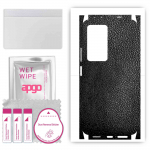 apgo Protective Skin Sticker for the back+sides compatible with Xiaomi Redmi K50 Pro, Full Wrap Film, Foil, Vinyl - Pattern Black Leather