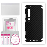 apgo Protective Skin Sticker for the back+sides compatible with Xiaomi Mi Note 10 Pro, Full Wrap Film, Foil, Vinyl - Pattern Carbon Black