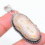 Natural Pink Solar Quartz Gemstone 925 Sterling Silver Pendant 2.09 q3u43