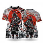 Jaapani Samurai T-s&auml;rk 3D Jaapani stiilis prindiga L&uuml;hikeste varrukatega Topid T-s&auml;rgid Vabaaja Retro Meeste T-s&auml;rk Oversized Vintage meester&otilde;ivad M