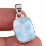 Natural Republic Larimar Gemstone 925 Tahke Sterling H&otilde;bedast Ripats 1,25'' f2G81
