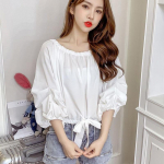 Suvine &otilde;huke ja suure suurusega s&auml;rk Naiste avarad ja &otilde;hukesed puhvis varrukad, katvad k&otilde;htu, pluus, &uuml;he &otilde;laga s&auml;rk XXL valge