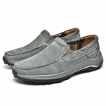 Ehtsast nahast kingad Meeste p&auml;tsid K&auml;sitsi valmistatud vabaajajalatsid Mokassiinid Meeste lamedad kingad 38 hall v&auml;rv