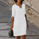 Naiste kerge suvekleit Midi suvine rannakleit Boho kleit V-kaelusega suvekleit Elegantne kleit L
