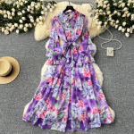 Suvised naiste prindiga &scaron;ifoonist pikad Maxi Beach Holiday Chic Boho kleidid S lilla