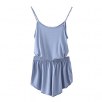 2 tk/komplekt Naiste suvised pidžaamad &Uuml;hev&auml;rvilised &Uuml;mara kaelusega Varrukateta Avatud seljaga Maika Elastse v&ouml;&ouml;kohaga P&uuml;ksid Naiste koduriiete Magamisriiete komplekt L kuninglik sinine v&auml;rv