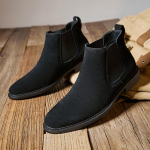 Meeste Ehtne Nahk Briti Stiilis K&otilde;rge S&auml;&auml;rega Nahast Kingad Suede Keskmise S&auml;&auml;rega Saapad Suede Nubuck Chelsea Saapad Mehed 39 must