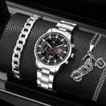 3 TK Mood meeste roostevabast terasest kellad Luksuslikud kvartsist k&auml;ekellad, kalender, meeste vabaaja &auml;rikellade k&auml;ev&otilde;ru kaelakee komplekt