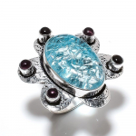 Natural Crack Crystal, Amethyst Gemstone 925 Sterling Silver Ring Size 8 n0w14