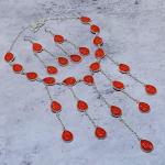 Natural Orange Carnelian Gemstone Handmade 925 Sterling Silver Gift Set v8t44