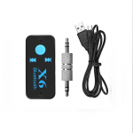 VAORLO X6 Bluetooth-vastuv&otilde;tja heliadapteri tugi TF-kaardi m&auml;ngimiseks koos 3,5 mm AUX-i metallkaabliga autokomplekti k&otilde;lari k&otilde;rvaklappide heli&uuml;lekande jaoks must