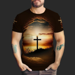 Meeste mood Jeesuse risti 3D-prindiga T-s&auml;rk L&uuml;hikeste varrukatega Naljakas graafiline T-s&auml;rk Topid Kristlikud usulised piibli T-s&auml;rgid S