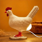 1 tk Uus Creative Resin Crafts Simulation White Laying Chicken Night Light Head Uudsus Magamistoa kodukaunistus valge