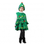 2 tk/komplekt j&otilde;ulukost&uuml;&uuml;m m&uuml;tsiga, mitme pl&uuml;&uuml;sist pomponi ripatsdekooriga, hajutatud tordip&otilde;hjaga, varrukateta, &uuml;mara kaelusega, A-l&otilde;ikeline, j&otilde;ulupuu cosplay etendus 120cm roheline