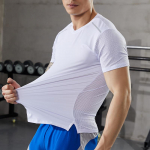 Suvine fitnessi T-s&auml;rk Meeste Matkajalgrattas&otilde;idu Hingav Slim Fit Top Korvpall Jalgpall L&uuml;hikeste varrukatega V&auml;lisjooksmine Kiiresti kuivav s&auml;rk XS