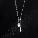 Ruudukujuline teemantkaelakee naiste kerge luksuslik ni&scaron;&scaron;, tsirkoonist Baby Tag kaelakee as&uuml;mmeetriline ruudukujuline tugev kett