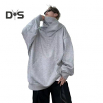 S&uuml;giskevadine meeste kapuuts Hip-hop stiilis t&auml;navar&otilde;ivad paks pl&uuml;&uuml;s, soe vaba &uuml;hev&auml;rviline kapuutsiga tikandid kuhjatud kraega vabaaja pullover M hall