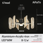 L&uuml;hter Elutuba S&ouml;&ouml;gituba Magamistuba Minimalistlik LED Akr&uuml;&uuml;ll&uuml;hter 6 headlights black