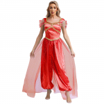 Naiste araabia printsessi litrid Trim Belly Dance Halloween Jumpsuit Bodysuit peokost&uuml;&uuml;m 4XL burgundiapunane