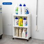 Multifunktsionaalne vannitoa hoiuk&auml;ru pesupesemisvahendi ja -tarvikute jaoks 3-layer storage rack valge