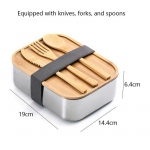 Puidust kaanega l&otilde;unakarp 304 roostevabast terasest Jaapani stiilis bento-karp bambusest kaanega toidun&otilde;u kaasaskantav l&otilde;unakott piknikule v&otilde;ileibade jaoks