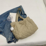 Naiste polsterdatud vabaaja k&auml;ekott, reguleeritav rihm Teemant tepitud kandekott, polsterdus &otilde;lakott Slouchy reisikott 41x14x29cm beež