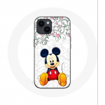 Coque Maniacase pour Iphone 14 Mickey Mouse Fleurs C&oelig;urs