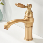 Tuqiu Antiikpronksist vannitoasegisti Messingist kraan Valamu kraan Dekipaigaldatav valamu kraan Kuum ja k&uuml;lm valamu segisti Messingist valamu segisti