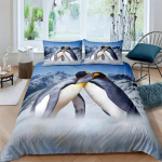Pinguin tekikate komplekt Multikastiilne voodipesu komplekt, T&uuml;drukud T&auml;iskasvanud &Uuml;hekohaline Twin Queen Suurus, Tekikate padjap&uuml;&uuml;r Voodipesu 135X200cm gray