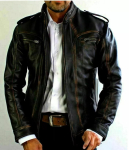 Jakk Meestele Lambanahast Nahkjakk Biker Mootorratas Ehtne Must Slim Fit S must