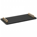 Minimalistlik kerge luksuslik kootud twill-nahast alus ehtemudelmaja m&uuml;&uuml;giosakond kohvilaud magamistuba restoran lauapealne kaunistus Rectangle Handle Tray - Black M101670