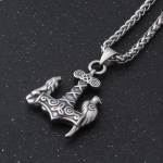 Roostevabast terasest Viking Thor Hammer kaelakee &ndash; Odin Wolf Raven amulett kiilketiga Nore Pagan ehted meestele ja naistele Single Pendant
