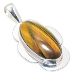 Tiger Eye Handmade 925 Sterling Silver Jewelry Pendant 2.32 g8i26