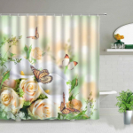 Rose Butterfly valge lilleline du&scaron;ikardin Lilleprinteriga veekindel pol&uuml;estrist vannitoakardinakangas vanni kaunistamiseks 120X180CM