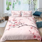 Kirsipuu &Otilde;ied Tekikate King/Queen Suurus, Jaapani Sakura Puu Roosa Lilleline Kevadine Vintage Kultuuriline Voodipesu Komplekt Naistele T&uuml;drukutele 70x133cm 2pcs gray