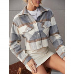 YYFS Naiste mood, vabaaja ruuduline printimine s&uuml;gistalvise pikkade varrukatega POLO kaelusega jakid ja mantlid S