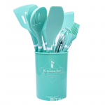 12 tk/komplekt Silikoonist k&ouml;&ouml;gitarbed hoiustamiseks puidust k&auml;epidemega &auml;mber k&otilde;rge temperatuurikindel ja mittekleepuv pott spaatel lusikas gray