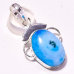 Blue Solar Quartz Gemstone Handmade Engagement Gift Jewelry Pendant 1.9 u6c25