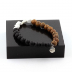 Bracelet - A Bijoux - Howlite USA - Onyx noir mat - Bois 8 mm - Longueur 19-20 cm